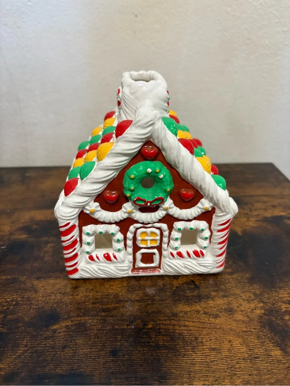 Vintage Avon Ceramic Gingerbread house tealight candle holder